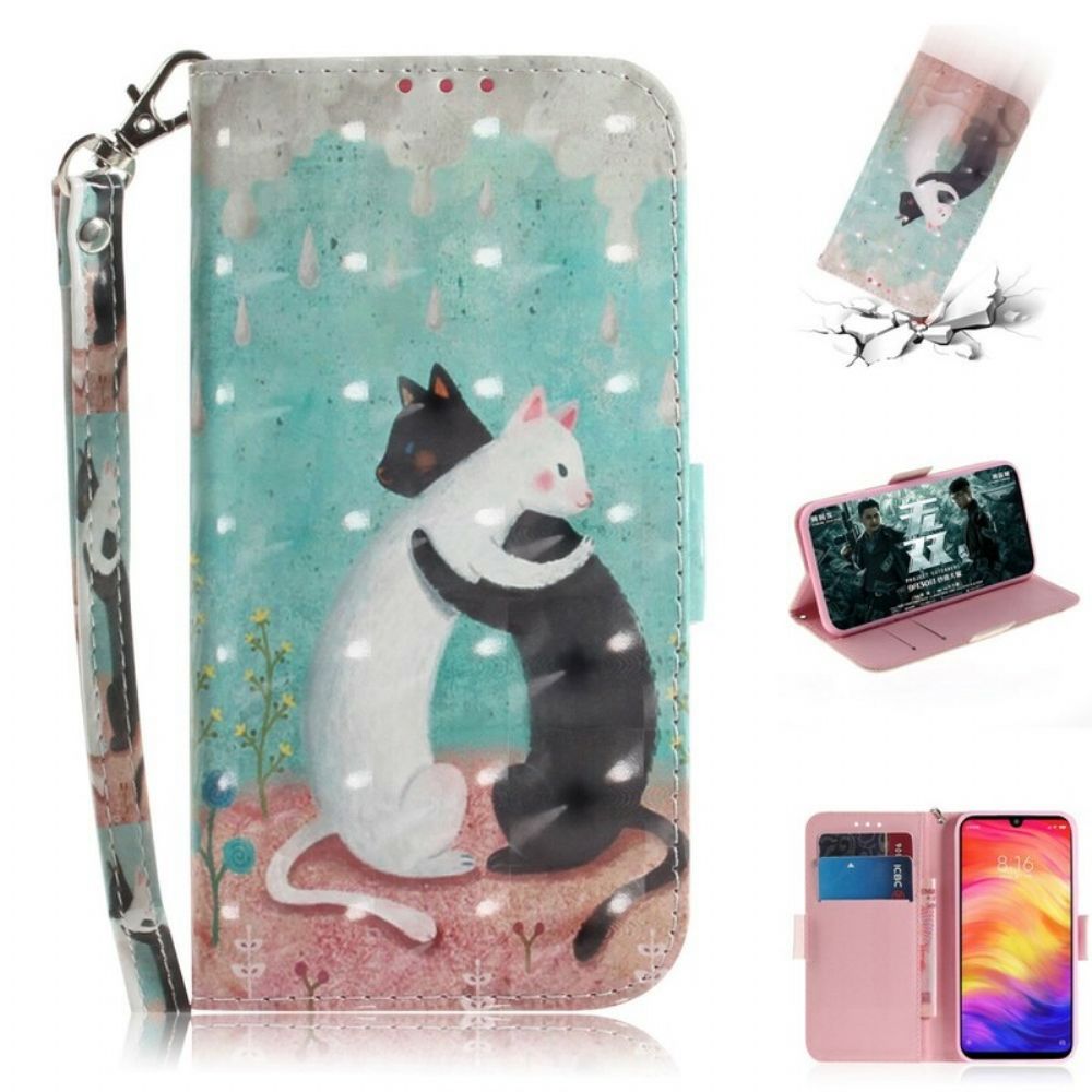 Folio-hoesje voor Xiaomi Redmi Note 7 Met Ketting Thong Kat Vrienden