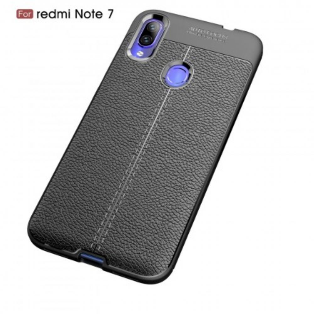 Hoesje voor Xiaomi Redmi Note 7 Dubbele Lijn Litchi Leereffect