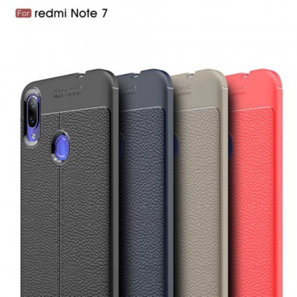 Hoesje voor Xiaomi Redmi Note 7 Dubbele Lijn Litchi Leereffect