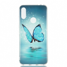 Hoesje voor Xiaomi Redmi Note 7 Fluorescerende Blauwe Vlinder