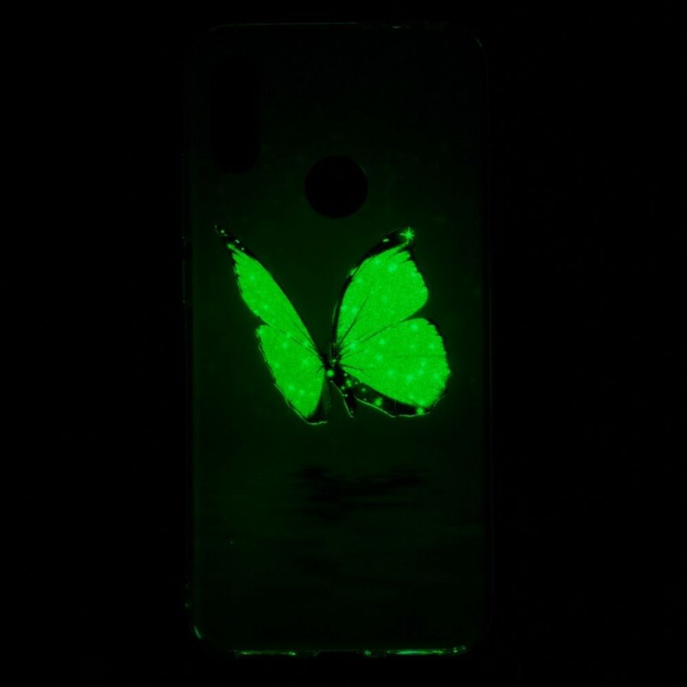 Hoesje voor Xiaomi Redmi Note 7 Fluorescerende Blauwe Vlinder