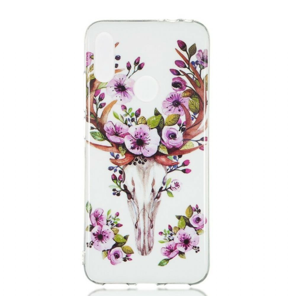 Hoesje voor Xiaomi Redmi Note 7 Fluorescerende Eland Met Bloemen