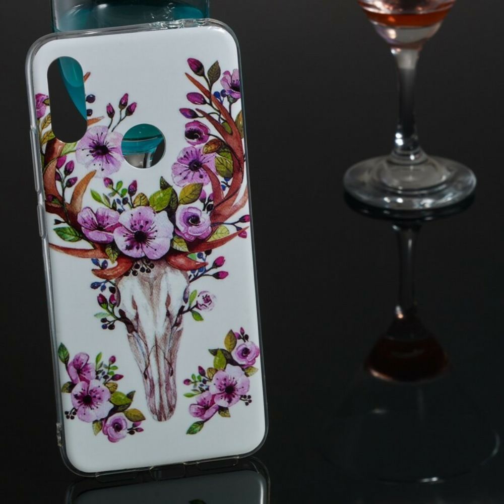 Hoesje voor Xiaomi Redmi Note 7 Fluorescerende Eland Met Bloemen