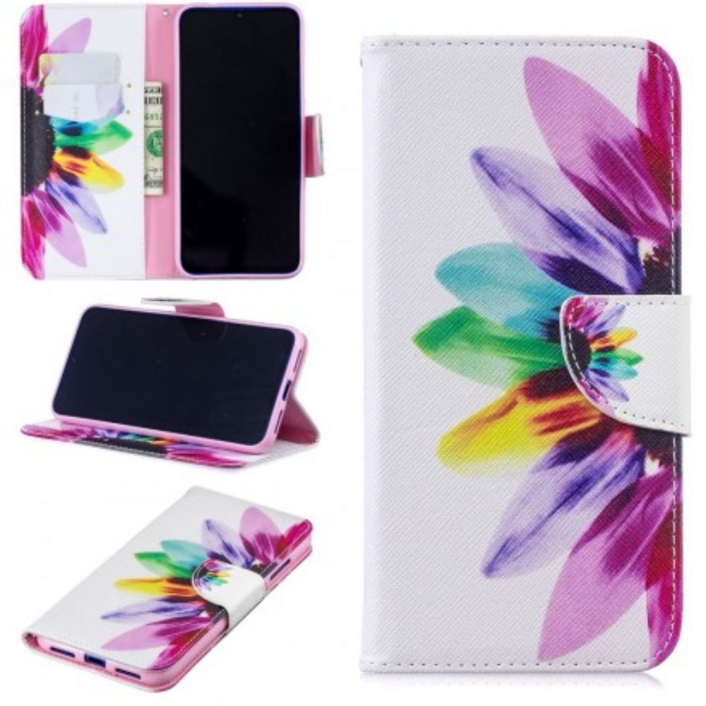 Leren Hoesje voor Xiaomi Redmi Note 7 Aquarel Bloem