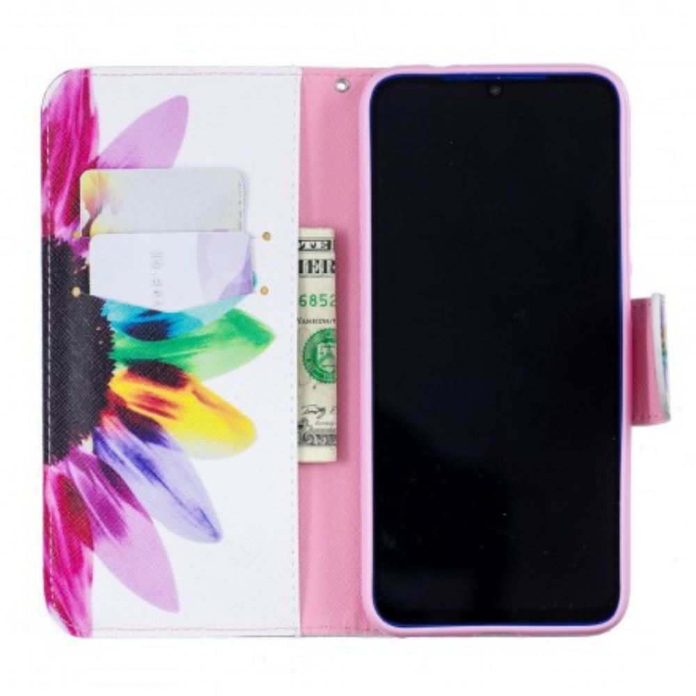 Leren Hoesje voor Xiaomi Redmi Note 7 Aquarel Bloem