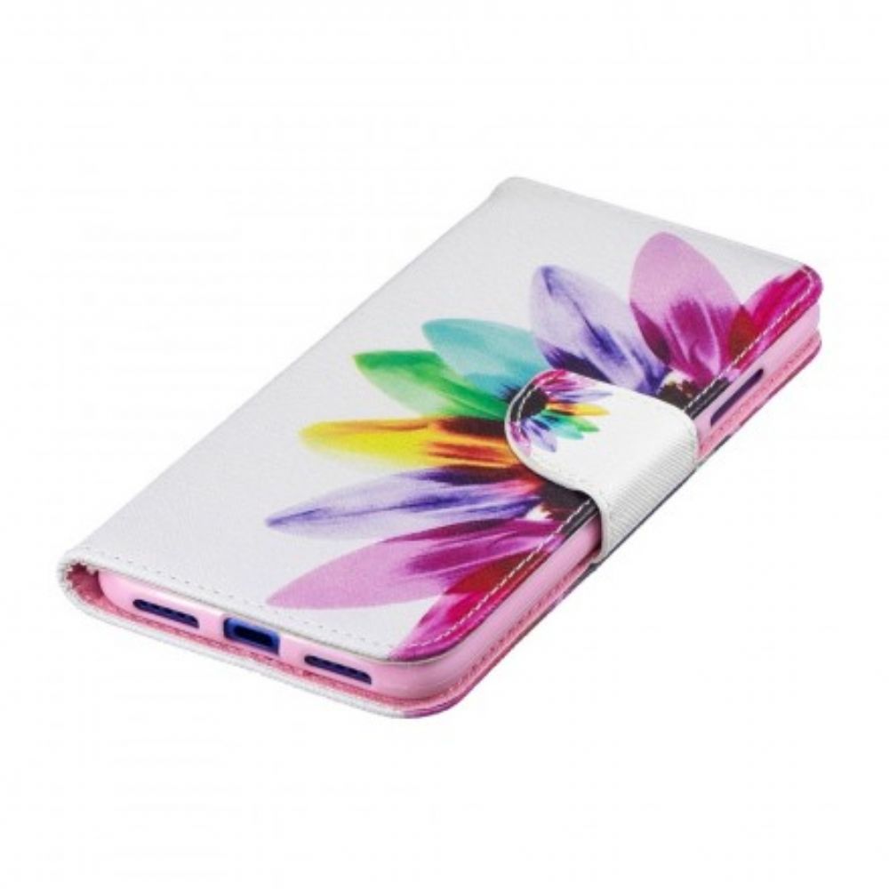 Leren Hoesje voor Xiaomi Redmi Note 7 Aquarel Bloem