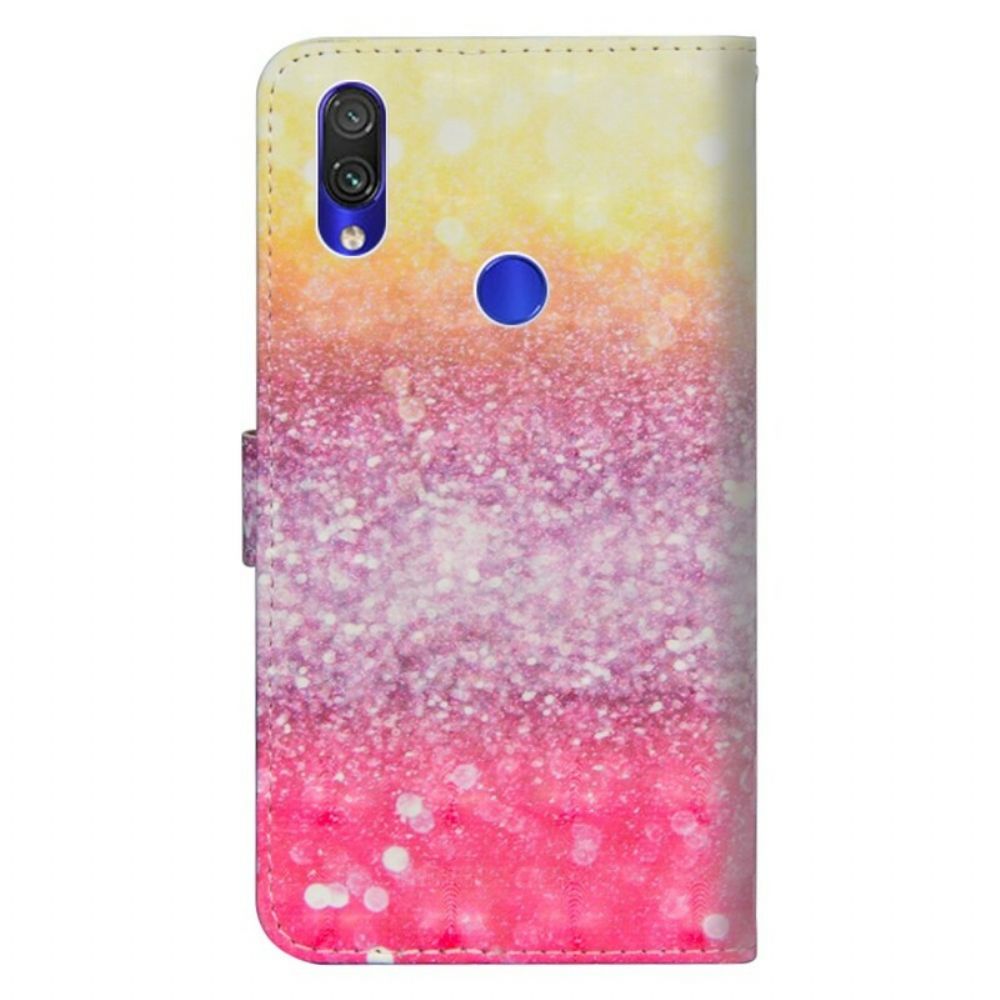 Leren Hoesje voor Xiaomi Redmi Note 7 Magenta Glitterverloop