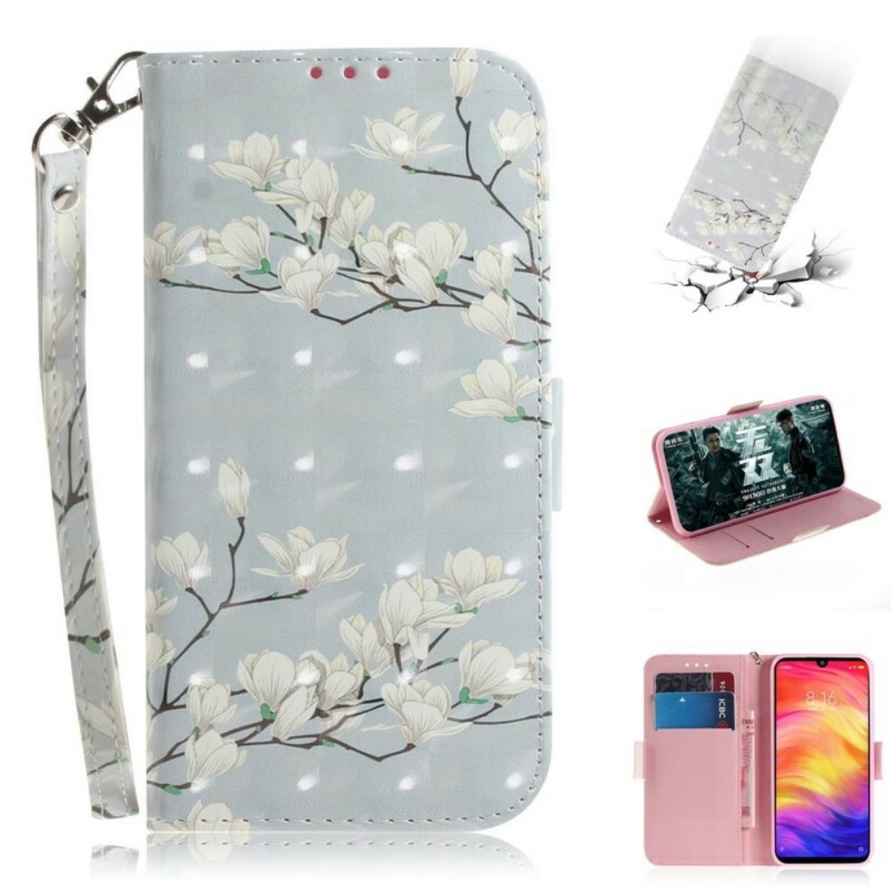 Leren Hoesje voor Xiaomi Redmi Note 7 Met Ketting Thong Bloemenboom