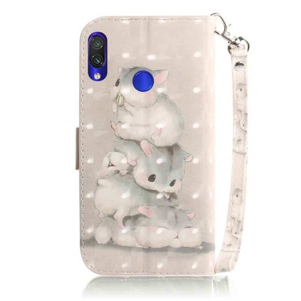 Leren Hoesje voor Xiaomi Redmi Note 7 Met Ketting Thong Hamsters