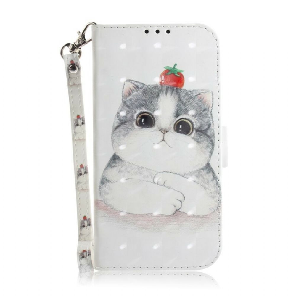 Leren Hoesje voor Xiaomi Redmi Note 7 Met Ketting Tomaat Op De String Cat