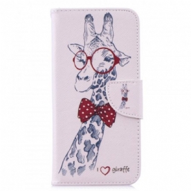 Leren Hoesje voor Xiaomi Redmi Note 7 Nerdy Giraf