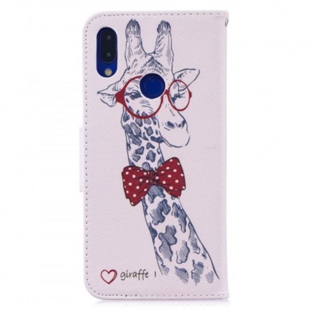 Leren Hoesje voor Xiaomi Redmi Note 7 Nerdy Giraf