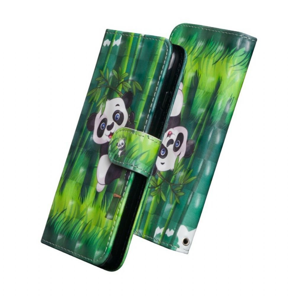 Leren Hoesje voor Xiaomi Redmi Note 7 Panda En Bamboe