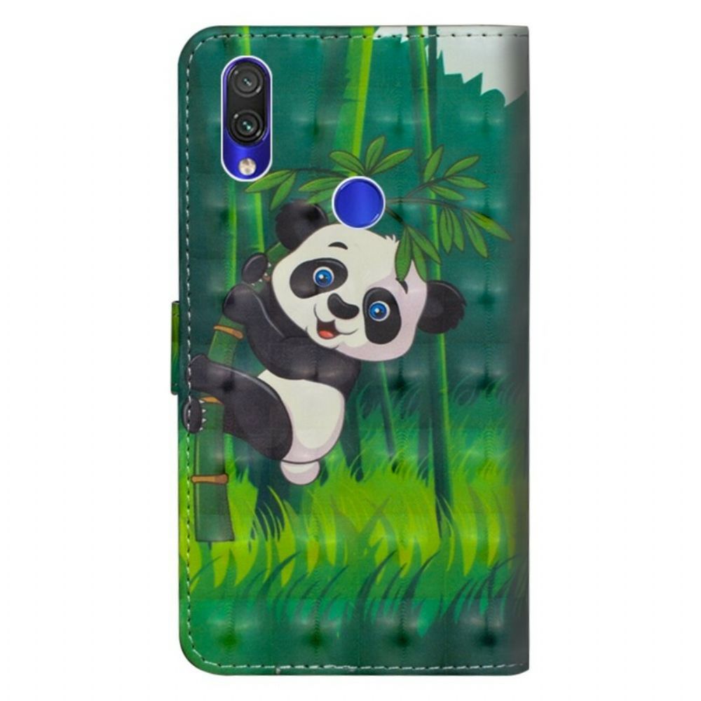 Leren Hoesje voor Xiaomi Redmi Note 7 Panda En Bamboe