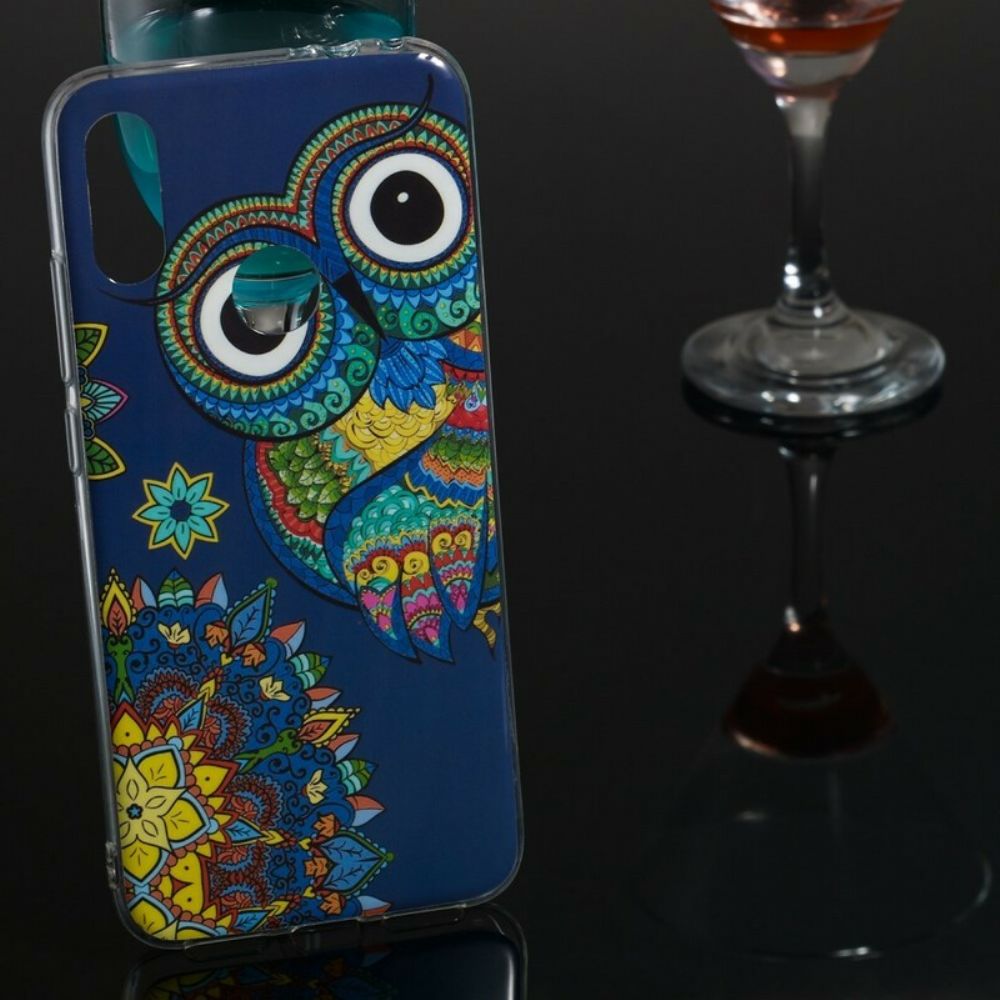 Telefoonhoesje voor Xiaomi Redmi Note 7 Fluorescerende Mandala Uil