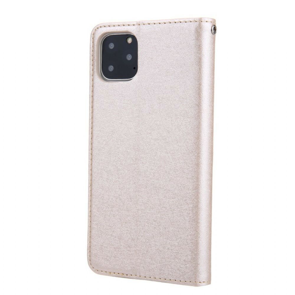 Bescherming Hoesje voor iPhone 11 Pro Max Folio-hoesje Zijde Textuur Leder Effect