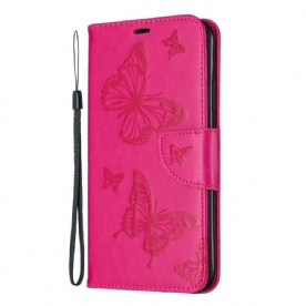 Flip Case voor iPhone 11 Pro Max Met Ketting Thong Bedrukte Vlinders