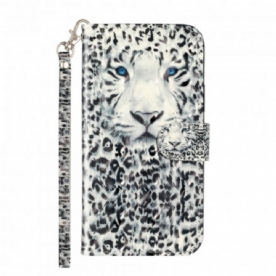 Flip Case voor iPhone 11 Pro Max Met Ketting Tiger Light Strap Spots