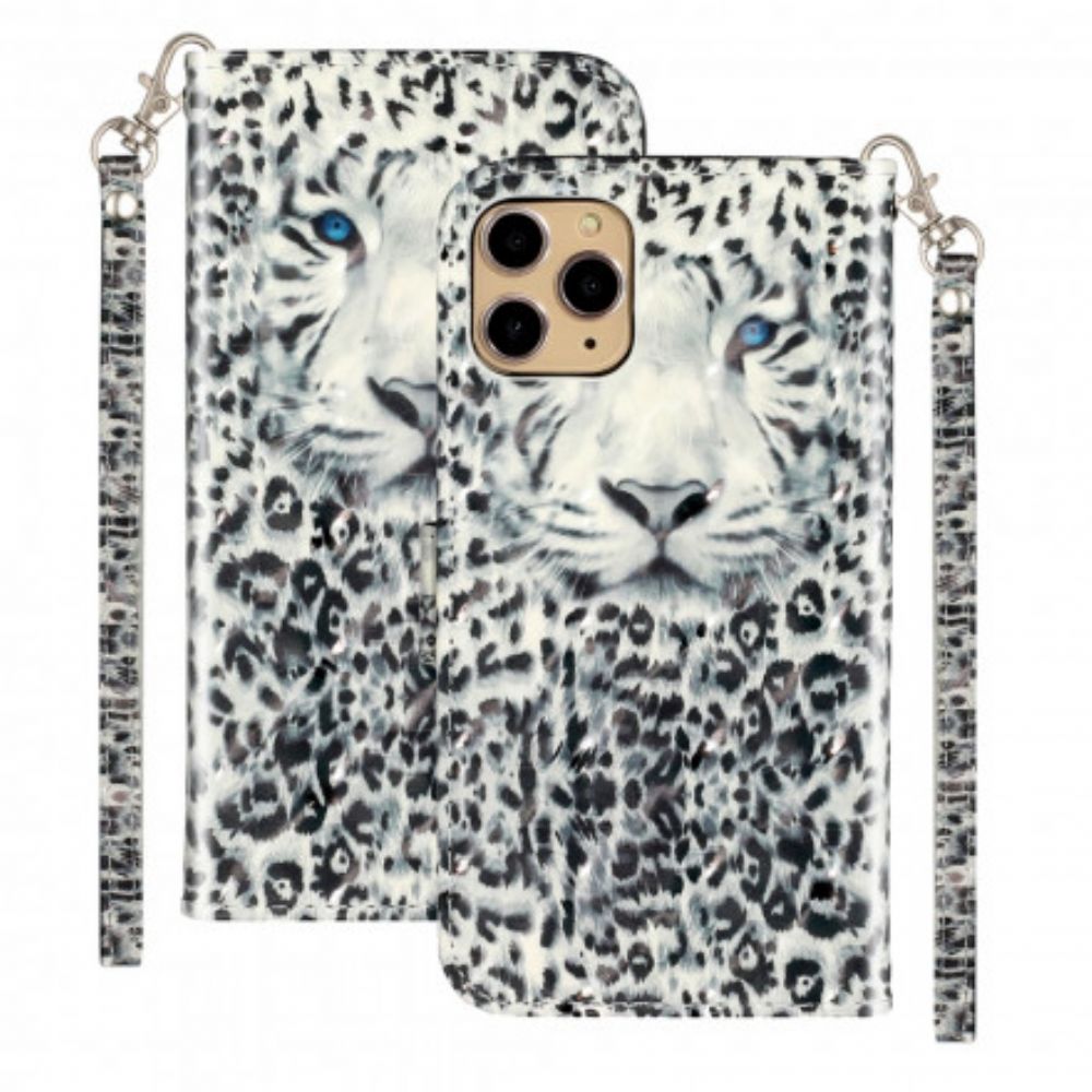 Flip Case voor iPhone 11 Pro Max Met Ketting Tiger Light Strap Spots