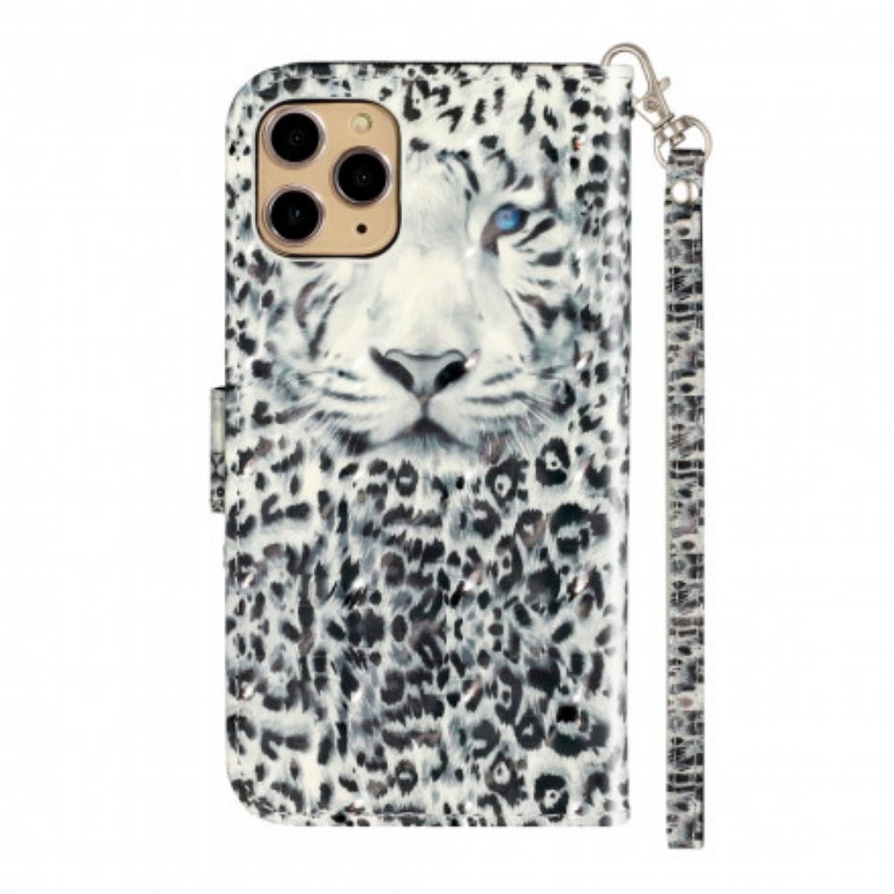 Flip Case voor iPhone 11 Pro Max Met Ketting Tiger Light Strap Spots