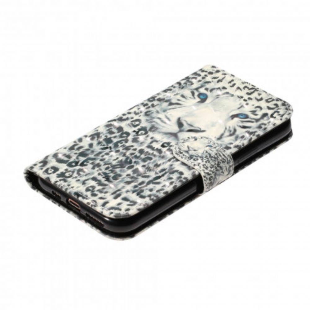 Flip Case voor iPhone 11 Pro Max Met Ketting Tiger Light Strap Spots