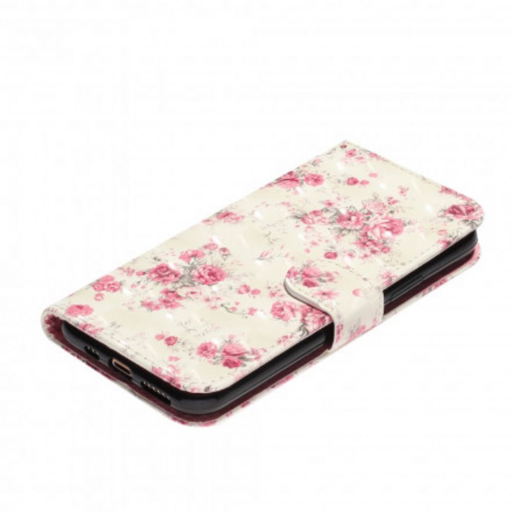 Folio-hoesje voor iPhone 11 Pro Max Met Ketting Bloemen Lichtvlekken Met Riem