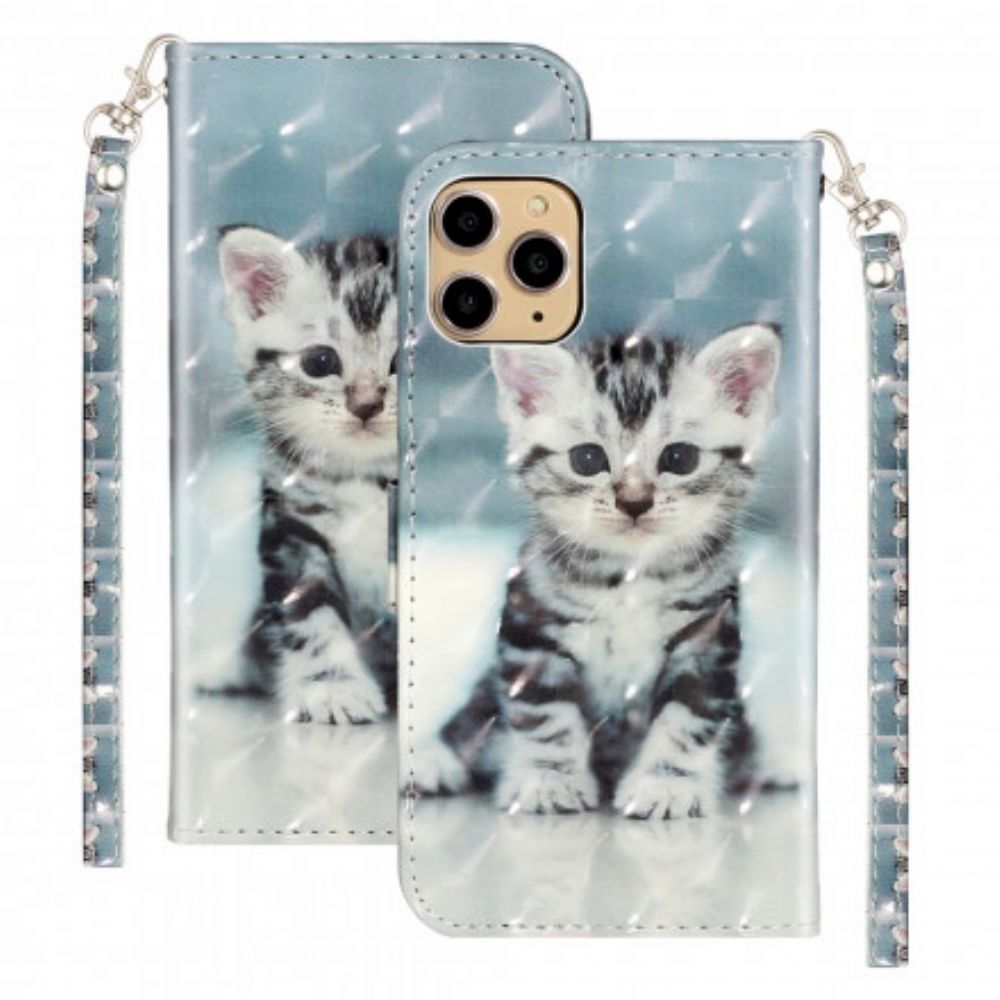 Folio-hoesje voor iPhone 11 Pro Max Met Ketting Chaton Lichtspots Met Riem