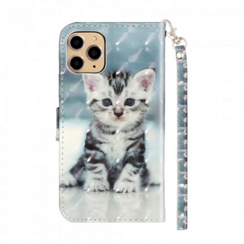 Folio-hoesje voor iPhone 11 Pro Max Met Ketting Chaton Lichtspots Met Riem