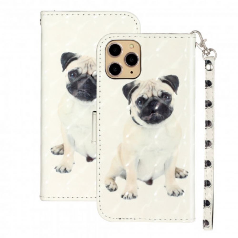 Folio-hoesje voor iPhone 11 Pro Max Met Ketting Hondenlichtspots Met Lanyard