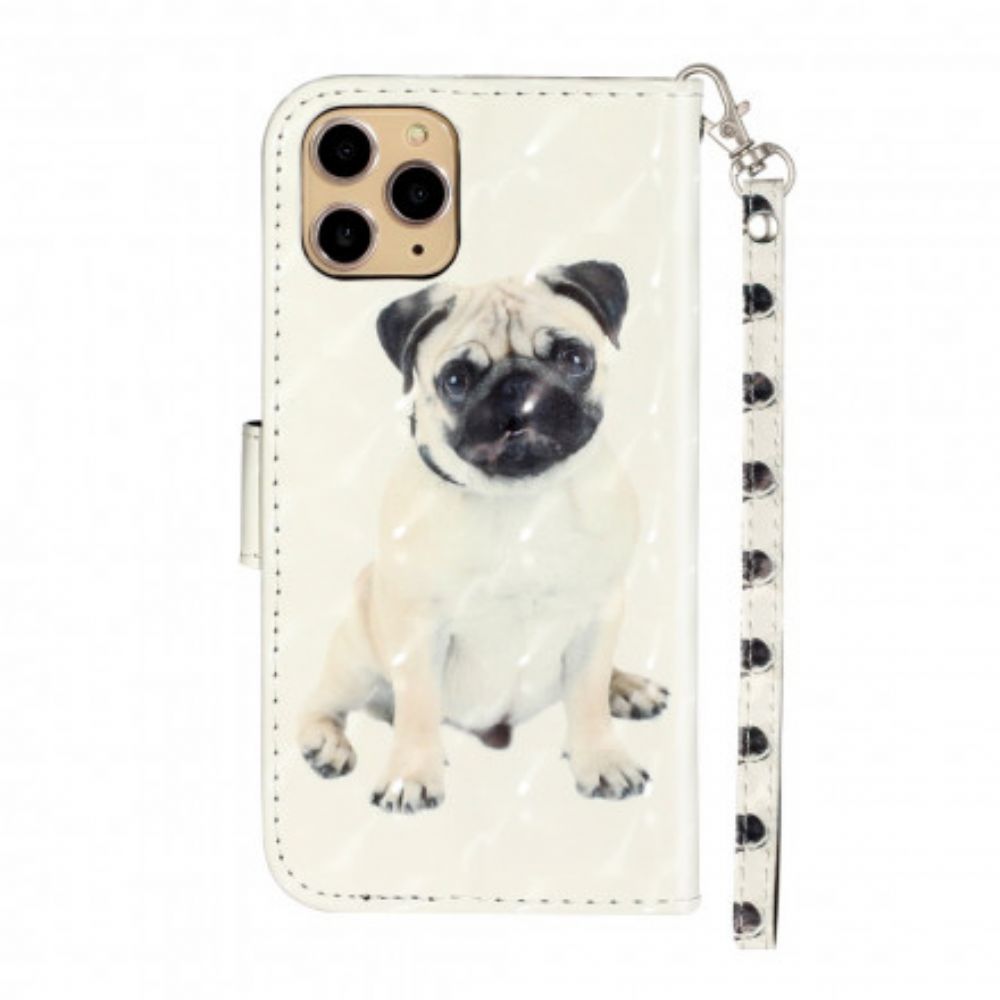 Folio-hoesje voor iPhone 11 Pro Max Met Ketting Hondenlichtspots Met Lanyard