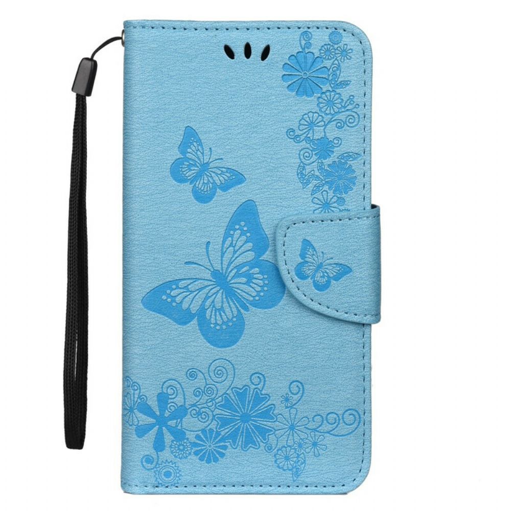 Folio-hoesje voor iPhone 11 Pro Max Met Ketting Ontdekking Vlinders Met Riem