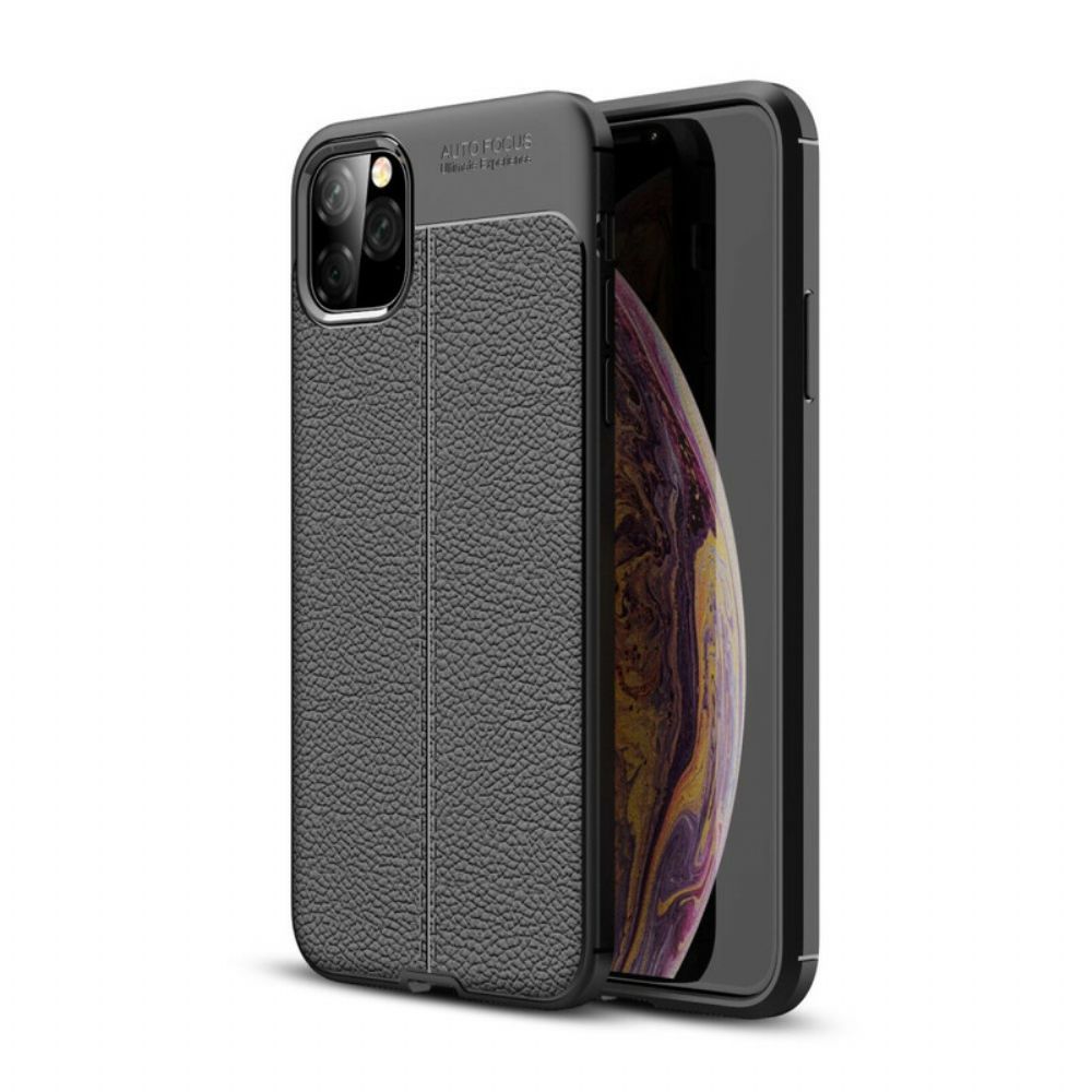 Hoesje voor iPhone 11 Pro Max Dubbele Lijn Litchi Leer Effect