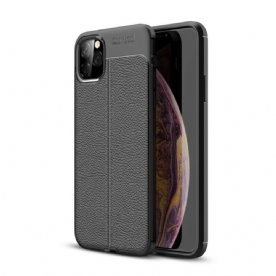 Hoesje voor iPhone 11 Pro Max Dubbele Lijn Litchi Leer Effect