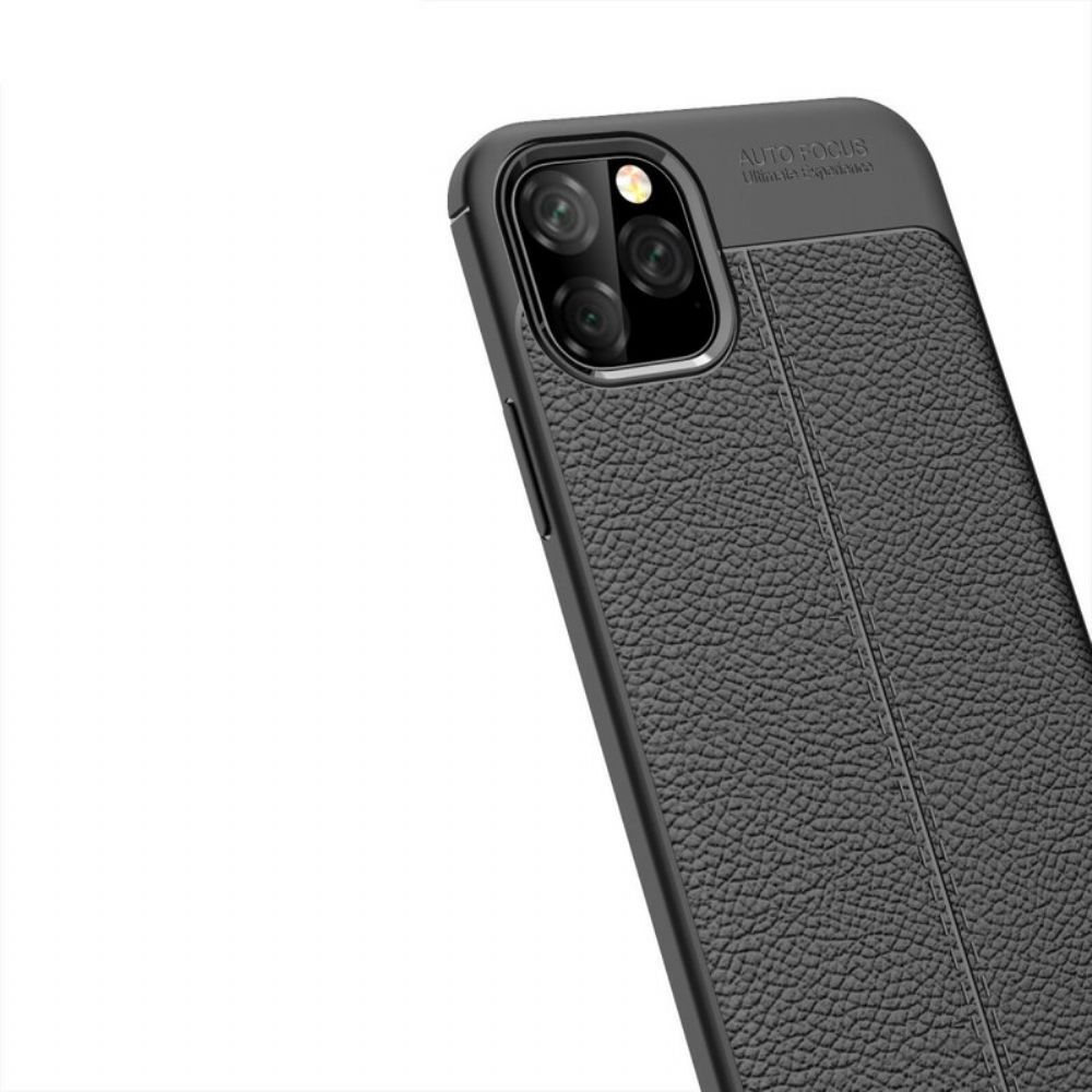 Hoesje voor iPhone 11 Pro Max Dubbele Lijn Litchi Leer Effect