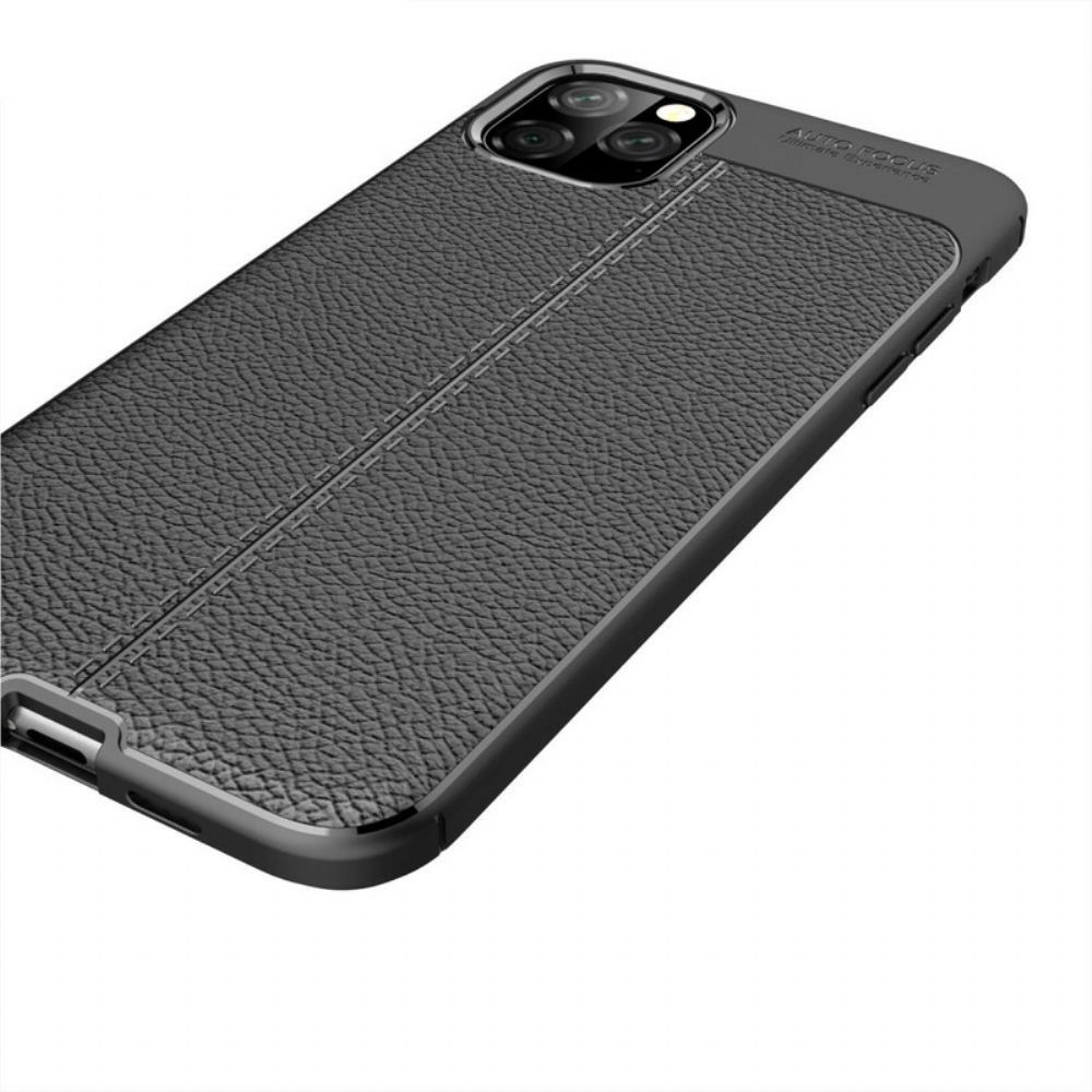 Hoesje voor iPhone 11 Pro Max Dubbele Lijn Litchi Leer Effect