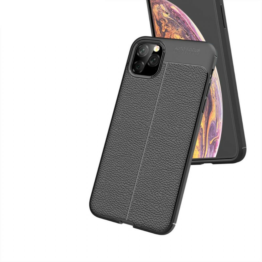 Hoesje voor iPhone 11 Pro Max Dubbele Lijn Litchi Leer Effect