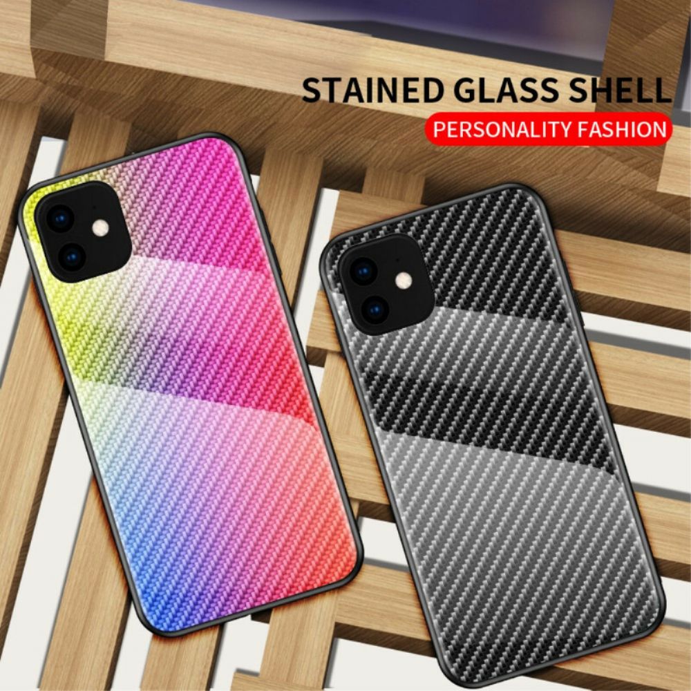 Hoesje voor iPhone 11 Pro Max Gehard Glas Van Koolstofvezel