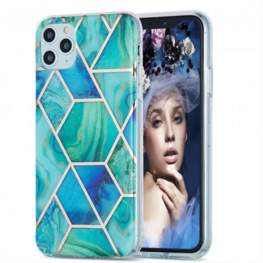 Hoesje voor iPhone 11 Pro Max Siliconen Marmer Geometrie