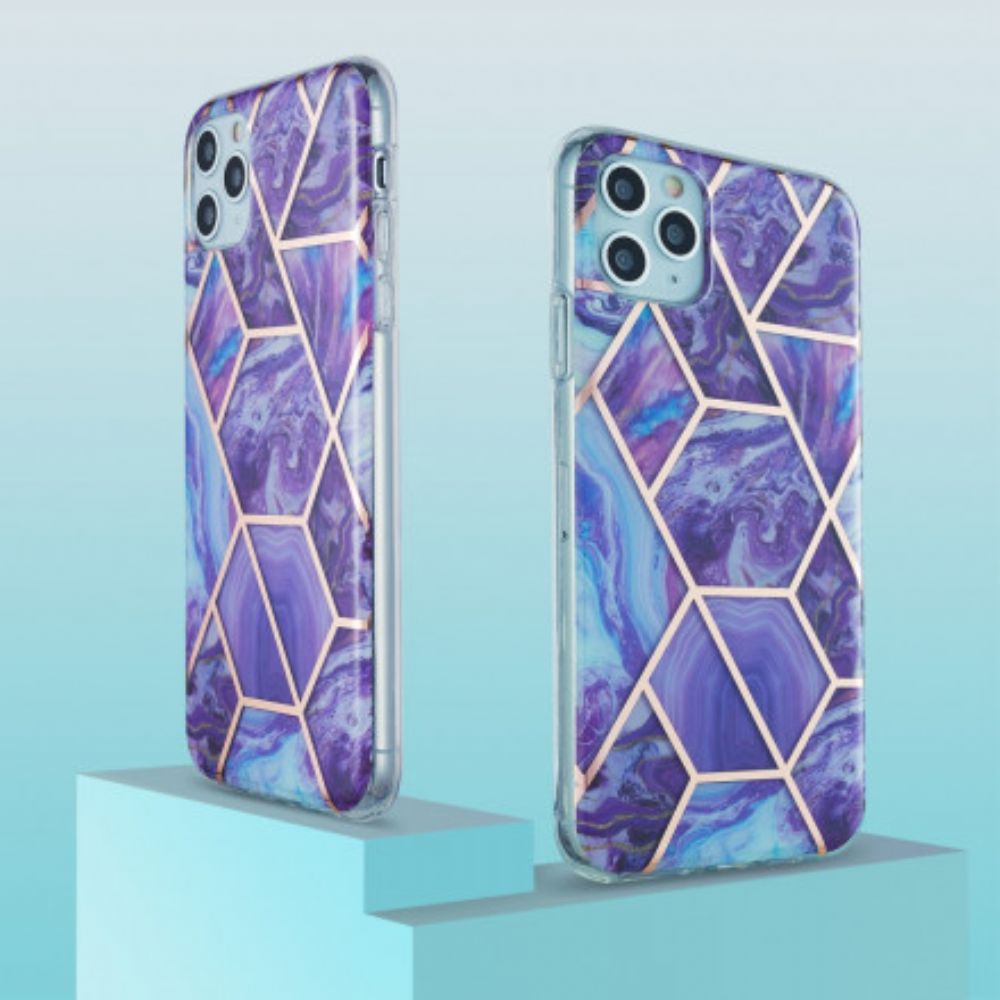 Hoesje voor iPhone 11 Pro Max Siliconen Marmer Geometrie