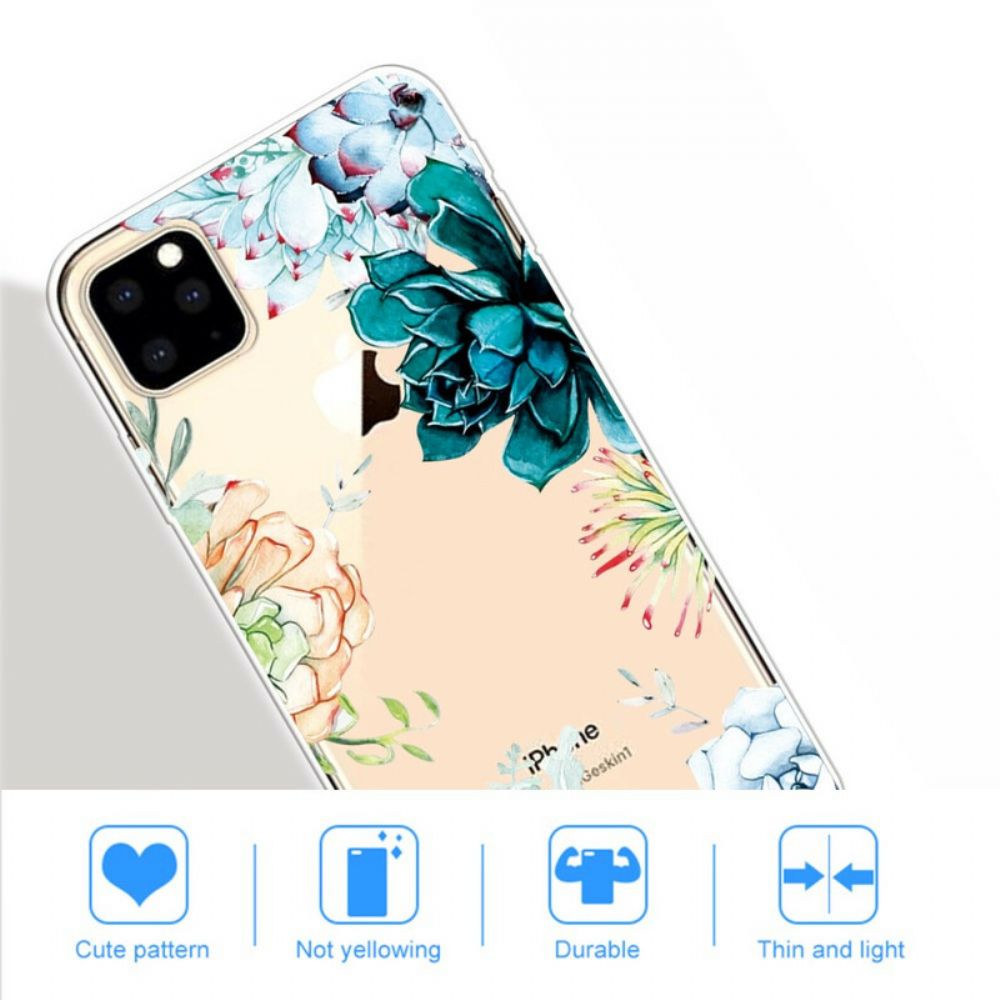 Hoesje voor iPhone 11 Pro Max Transparante Aquarelbloemen