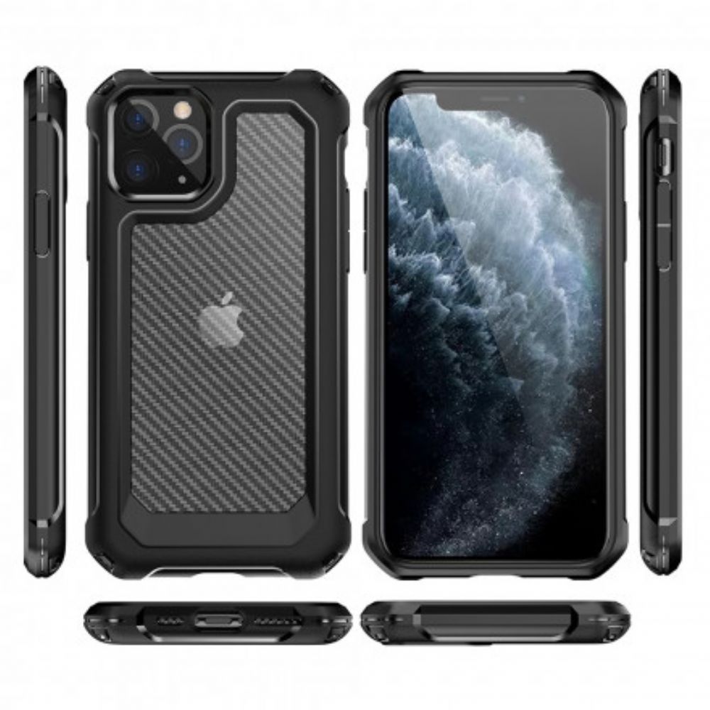 Hoesje voor iPhone 11 Pro Max Transparante Koolstofvezeltextuur