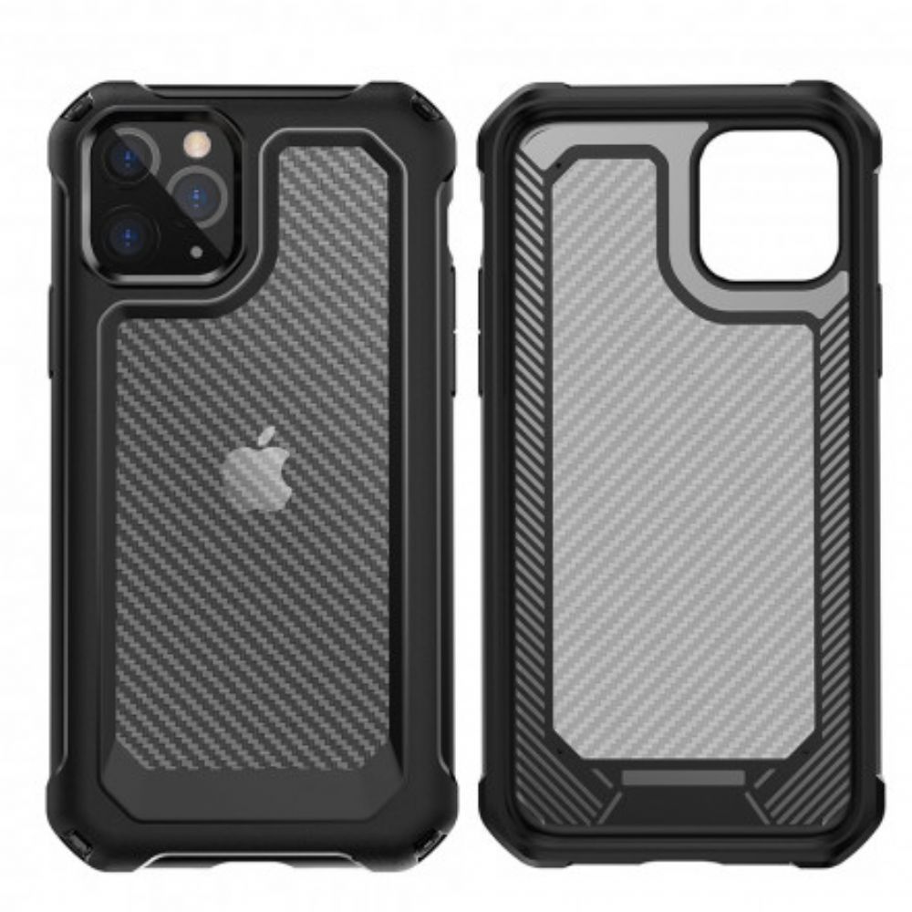 Hoesje voor iPhone 11 Pro Max Transparante Koolstofvezeltextuur