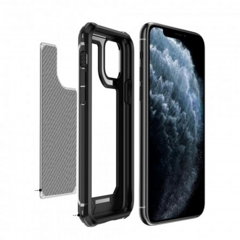 Hoesje voor iPhone 11 Pro Max Transparante Koolstofvezeltextuur