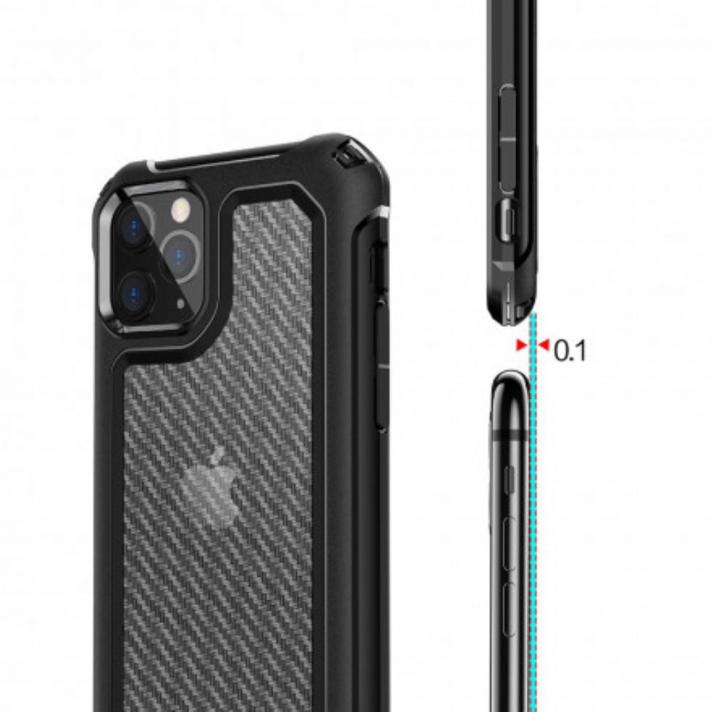 Hoesje voor iPhone 11 Pro Max Transparante Koolstofvezeltextuur