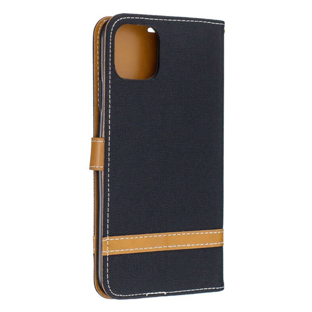 Leren Hoesje voor iPhone 11 Pro Max Met Ketting Stof En Leereffect Met Riem