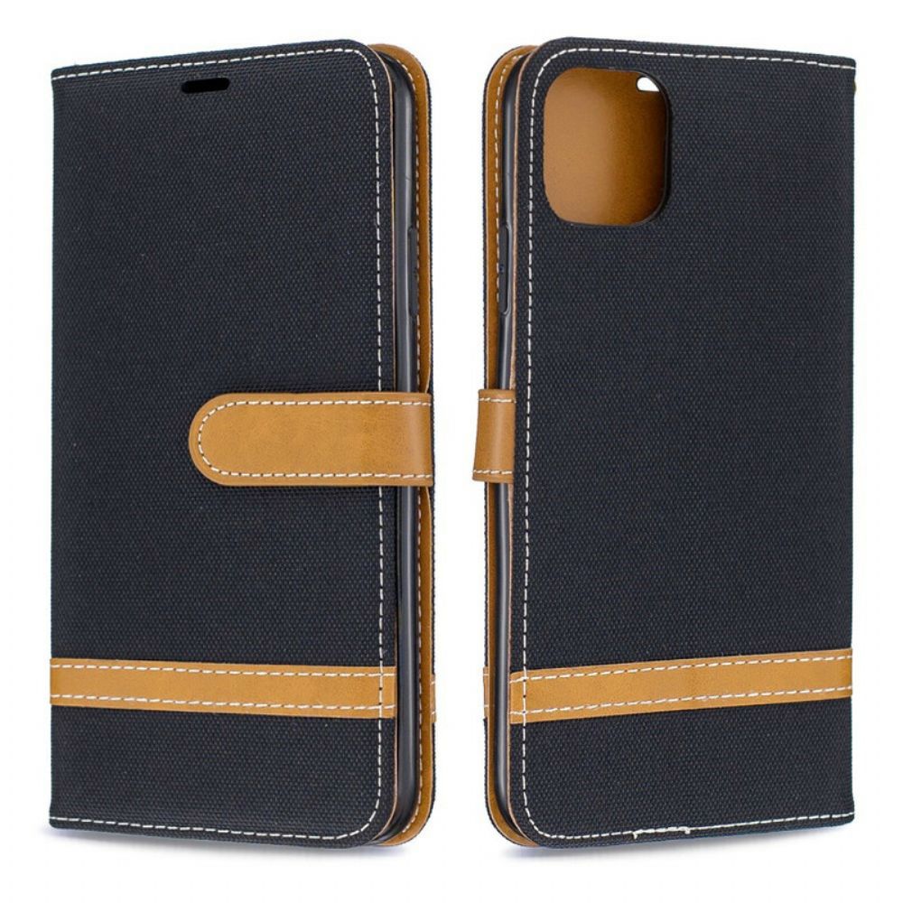 Leren Hoesje voor iPhone 11 Pro Max Met Ketting Stof En Leereffect Met Riem