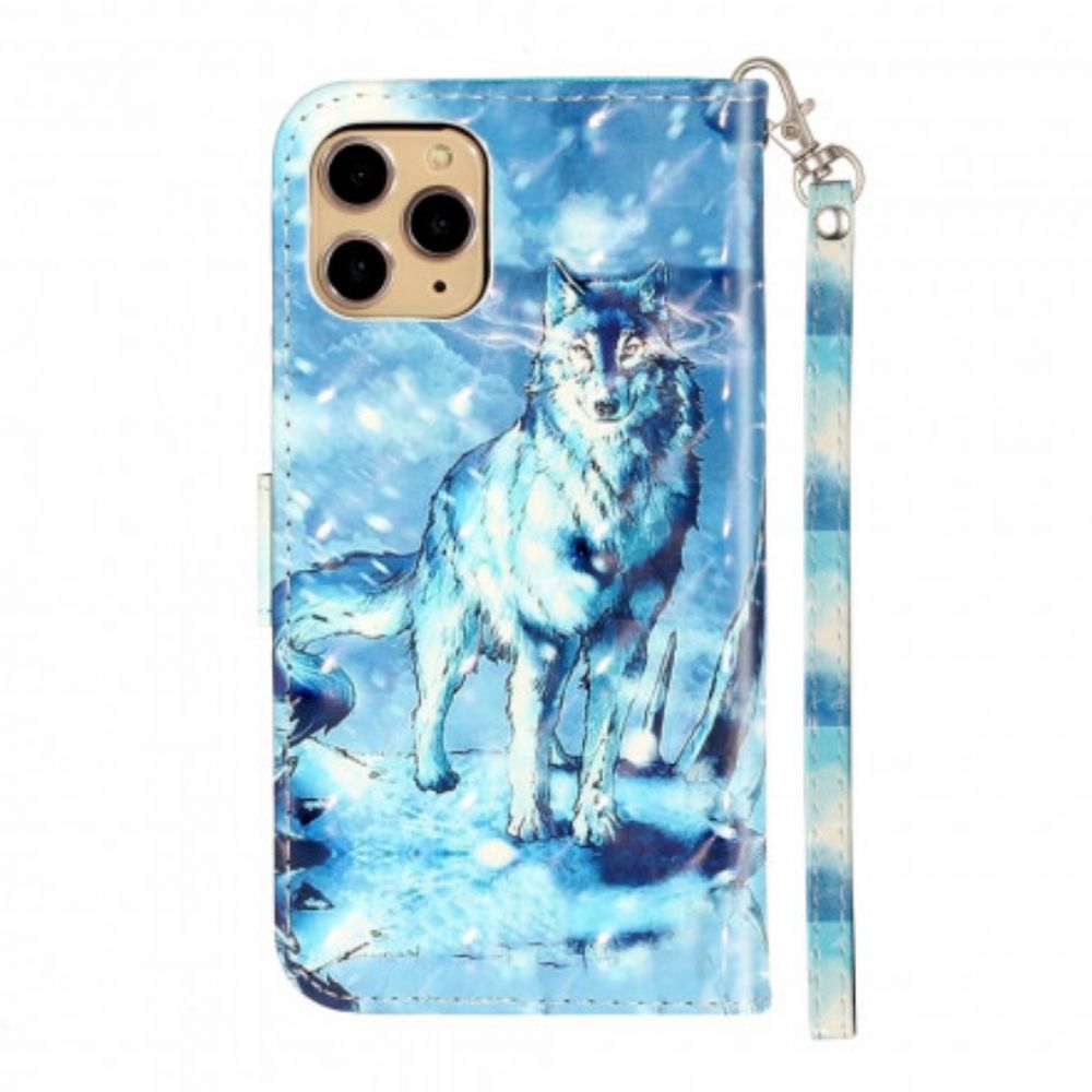 Leren Hoesje voor iPhone 11 Pro Max Met Ketting Wolf Lichtband Schijnwerpers