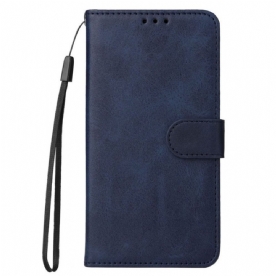 Flip Case voor Xiaomi Redmi Note 12 5G Met Ketting Effen Met Bandje