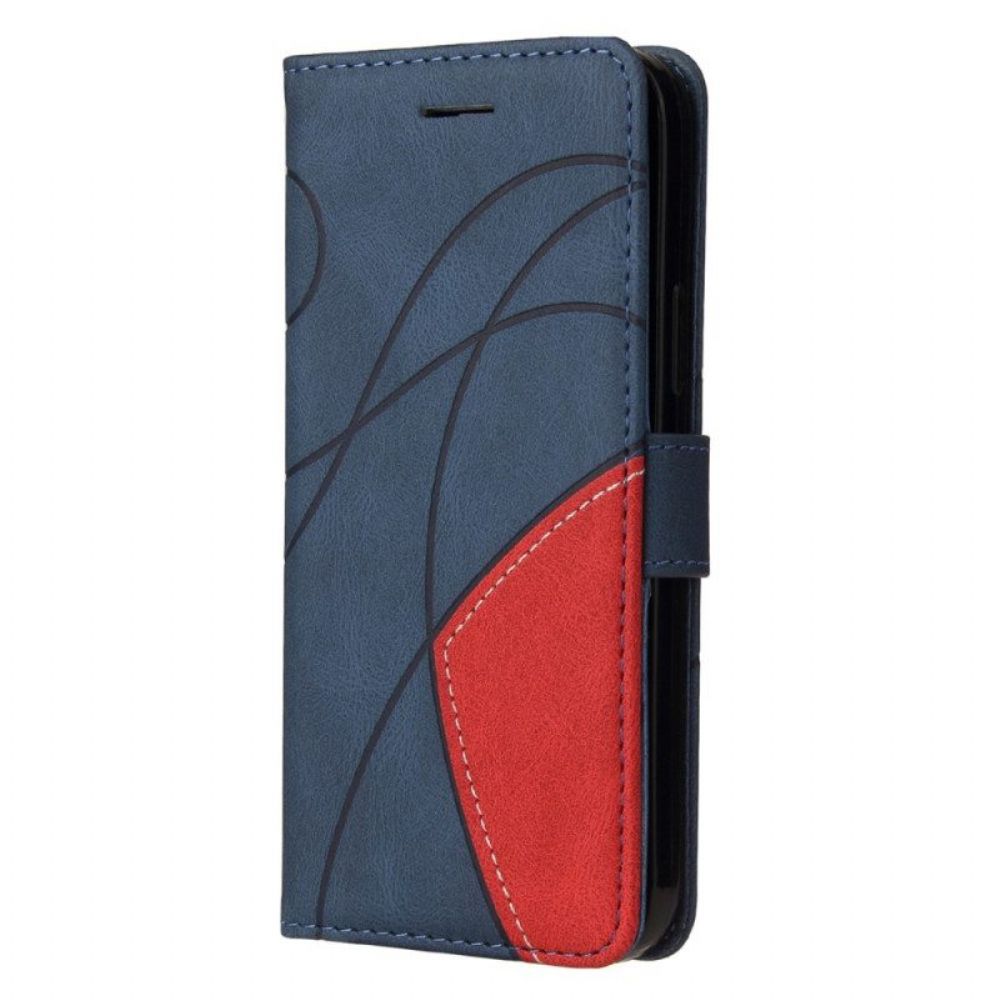 Flip Case voor Xiaomi Redmi Note 12 5G Met Ketting Tweekleurige Riem