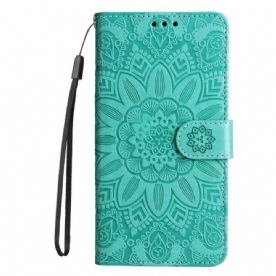 Leren Hoesje voor Xiaomi Redmi Note 12 5G Met Ketting Mandala-decoratie Met Riem